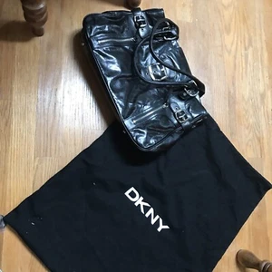DKNY Black Handbag Satchel Chrome Hardware And Two Handles - Picture 1 of 19