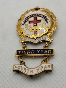 Pin Metodista Antiguo Vintage 2º Año, 3º Año, 4º Año Esmalte y Borde Dorado - Imagen 1 de 7