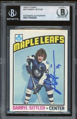 Darryl Sittler Signed 1976-77 Topps Card #207 Maple Leafs BAS Auto Slabbed - Image 1 of 2