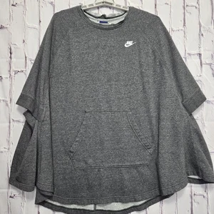 Nike Poncho Sweatshirt Womens Sz XL Cape Pullover Pocket Gray Hood Removed Comfy - Picture 1 of 13