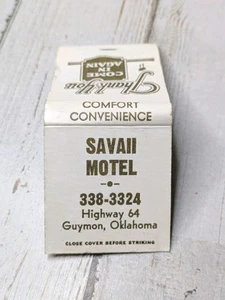 Vintage Matchbook Cover Savaii Hotel Guymon, Oklahoma Highway 64 - Picture 1 of 3