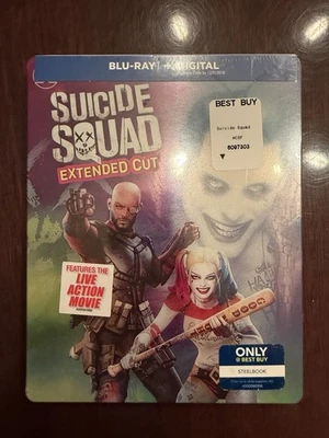 Suicide Squad (Extended Cut) (Blu-ray, 2016) Steelbook New Best Buy Exclusive Foto 1 de 4