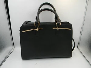 Bolso de Mano Dasein Negro Estructurado con Acentos de Barra Dorada - Trabajo o Informal - Imagen 1 de 14