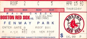 15. April 1993 Cleveland Indianer @ Boston Red Sox Ticket Stub - Bild 1 von 2