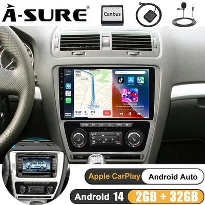 2+32G CarPlay Android 14 Autoradio BT Navi Für Skoda Octavia 2 1Z3 1Z5 2004-2013 - Bild 1 von 4