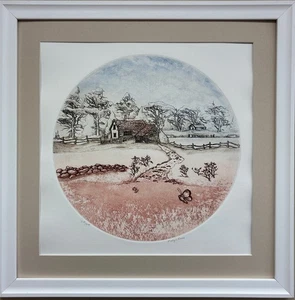 Polly Chase  "Tranquility" Signed &# Etching FRAMED  Farm Country Art NEW! - Picture 1 of 4