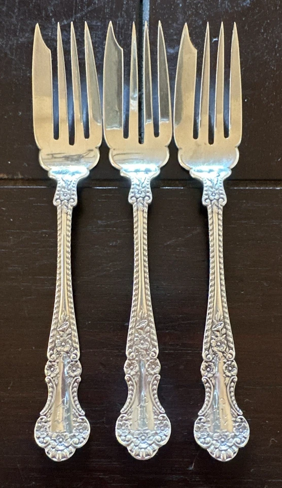 Tenedores individuales para ensaladas Gorham Cambridge de plata de ley 3 en total Foto 1 de 4