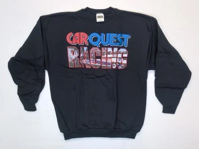 Car Quest Racing Crewneck Adult XL Black Vintage Sweatshirt 90s Cars Nostalgia - Image 1 of 4