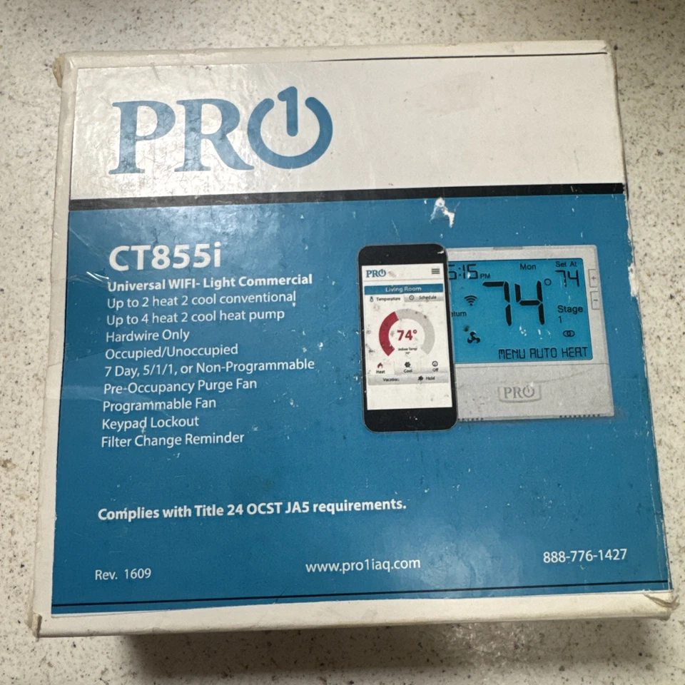 Pro1  4 Heat/2 Cool 7 Day 5/1/1 Electric Gas Programmable Wi-Fi Thermostat - Image 1 of 4