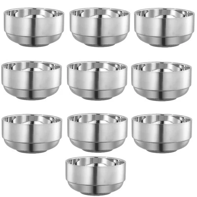10 Pack 12oz Stainless Steel Snack Bowls Double Walled Insulated Soup Bowls - Image 1 of 4