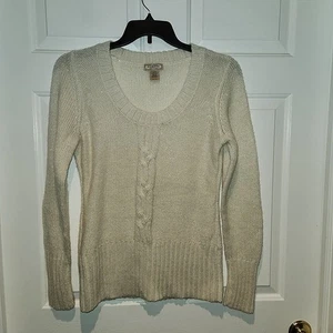 Juniors sz XL White with Silver Sparkly Threads Long Sleeved Sweater by Arizona - Picture 1 of 6