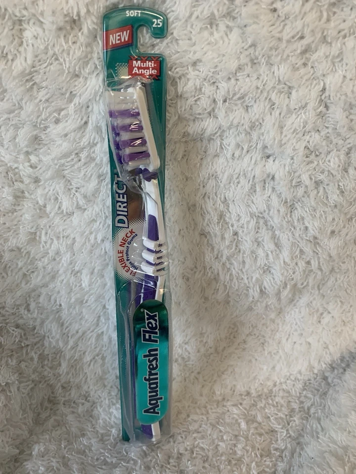 Cepillo de dientes vintage Aquafresh Flex Tip directo multiángulo suave #25 púrpura 2000 NO Foto 1 de 1