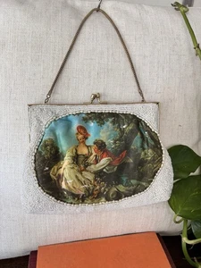 Vintage Mr Ernest Silky Evening Bag Purse with Kiss Lock Seed Beads, Victorian - Picture 1 of 7