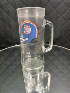 Denver Broncos Fisher Peanuts Glass Mug Beer Stein Vintage 6 3/4 Inch Tall Used  - Picture 1 of 9