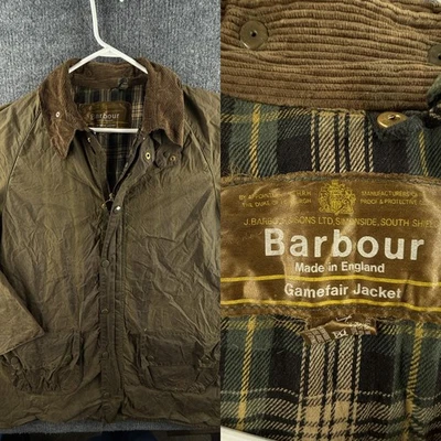 Chaqueta encerada Barbour Gamefair de colección para hombre cremallera completa forrada verde Inglaterra 1 cresta Foto 1 de 4
