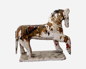 India Rajasthan Ghodi Horse Wooden Sculpture Wedding Prancing Dancing Antique - Picture 1 of 7