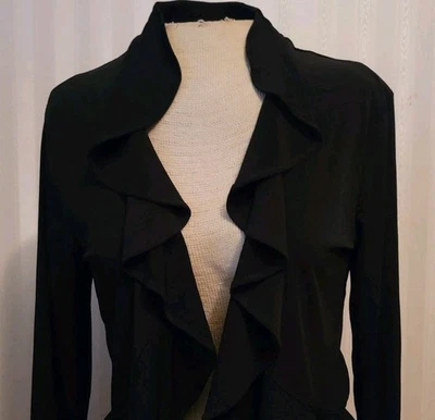 Cárdigan abierto Connected Apparel para mujer talla M negro cascada manga 3/4 hadas usado en excelente estado Foto 1 de 4