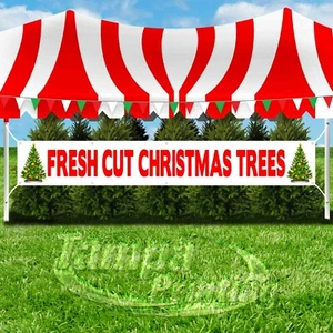FRESH CUT CHRISTMAS TREES Advertising Vinyl Banner Flag Sign LARGE SIZE HOLIDAYS - Picture 1 of 6