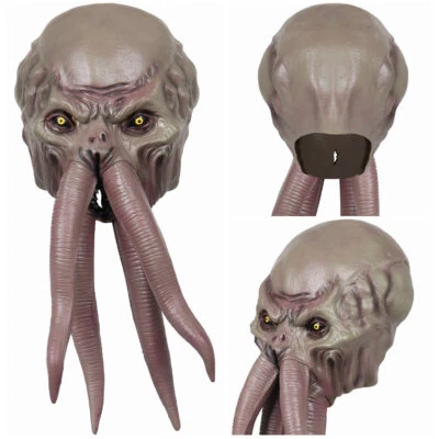 Máscara de látex cosplay Mind Flayer illithids festa de Halloween adereços fantasia Natal - Imagem 1 de 4
