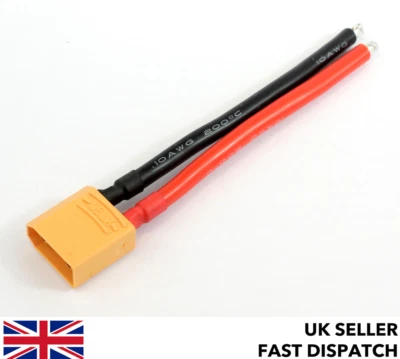 Male XT90 connector pigtail/cable 100mm 10 AWG silicone wire - Image 1 of 3