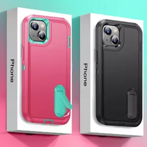 Armor Hybrid Stand Holder Hard Case For iPhone 16 15 14 Pro Max 13 12 11 Cover - Picture 1 of 19
