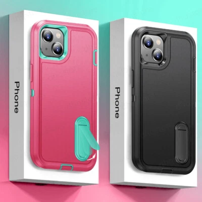 Armor Hybrid Stand Holder Hard Case For iPhone 16 15 14 Pro Max 13 12 11 Cover - Image 1 of 4