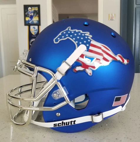 NEW SMU MUSTANGS PATRIOTIC ED. AUTHENTIC SCHUTT AiR XP FULL SIZE FOOTBALL HELMET Cover