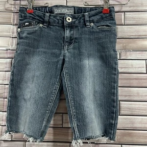 Levi cut off jeans girl 7 burmuda adjustable waist stretch denim blue sequins - Picture 1 of 9