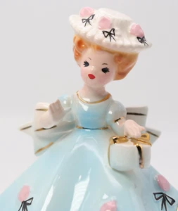 Vtg Josef Originals Doll Month April Birthday Girl Figurine Blue Pink Hat Gift - Picture 1 of 12