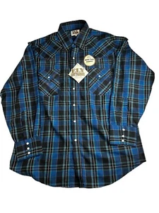 Ely Cattleman Shirt Men’s XL Brown Blue Pearl Snap Long Sleeve Western NWT - Picture 1 of 10