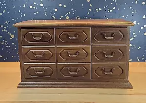 Joyero de madera vintage valet hecho en Japón cofre 6 cajones madera amarillo MCM - Imagen 1 de 15