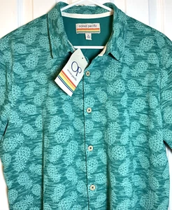 NEW Ocean Pacific OP Shirt Mens Sz L Green Pineapples Button Up Hawaiian Polo - Picture 1 of 10