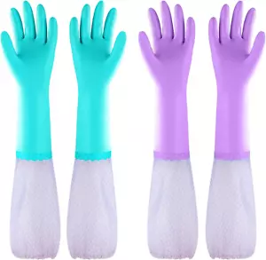 Reusable Long Sleeve Dishwashing Cleaning Gloves with Latex Free,Cotton Linin... - Picture 1 of 1