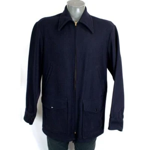 Vintage Pendleton 100% Wool Midnight Navy Blue Chore Barn Coat Jacket Mens M - Picture 1 of 9