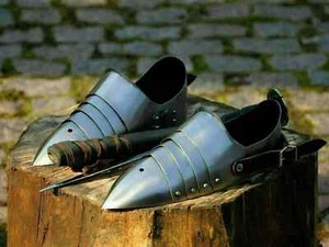Medieval Sabatons Armor Shoes Steel Knight Warrior Metal Halloween LARP Shoes - Picture 1 of 3