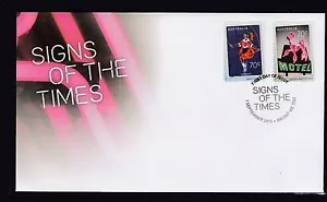 .AUSTRALIA - 2015 SIGNs of the TIMES Autoadhesivo P&S Set de 2 en FDC. - Imagen 1 de 1