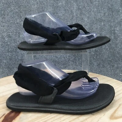 Sandalias Sanuk para mujer 10 Yoga Sling Tanga Slingback Planas Cómodas Tela Negra Foto 1 de 4