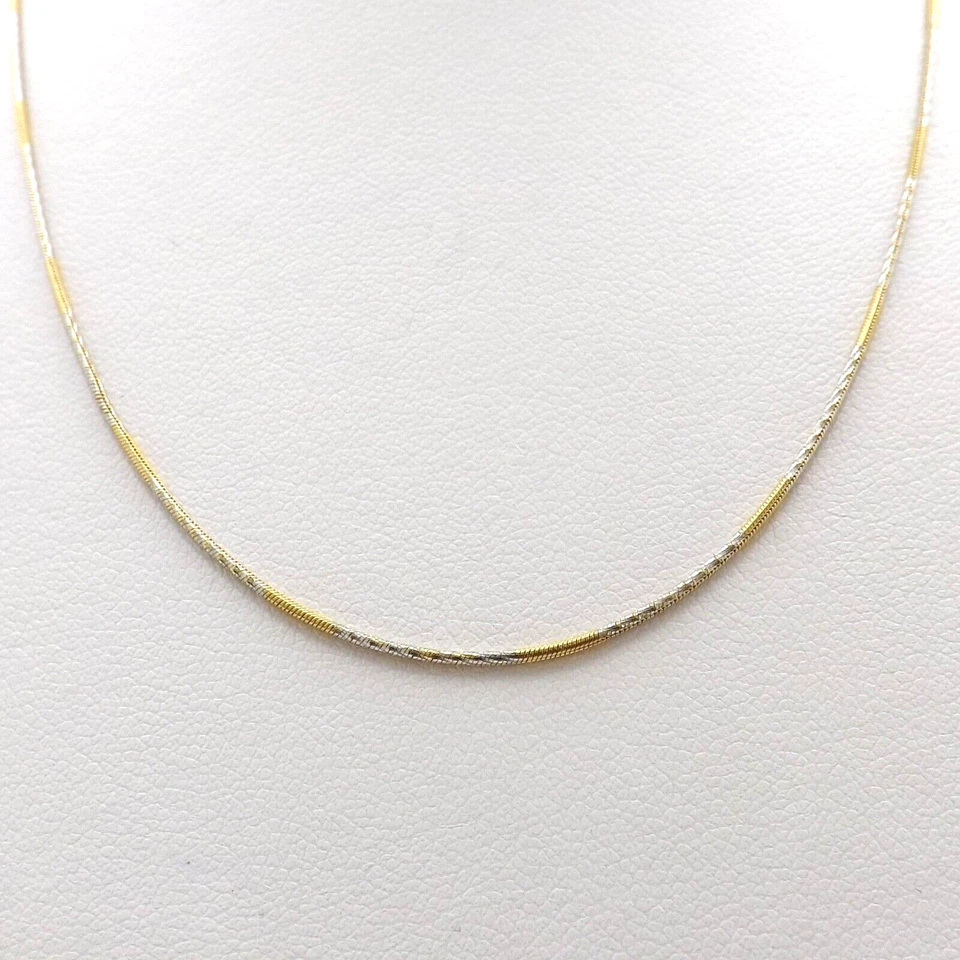 18k Gold Snake Link Pendant Chain Necklace Two Tone Diamond Cut 20in Italy 750 - Image 1 of 4