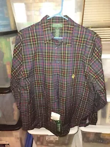 Vintage 1990er Neu mit Etikett Ralph Lauren klassisches Emblem grün & blau kariert Knopfleiste... - Bild 1 von 11