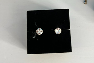 PewterHooter Swarovski crystal  earrings butterfly back 925 Sterling Silver BNIB