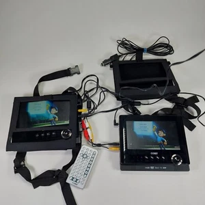 Reproductor de DVD portátil Coby TF-DVD7751D 7" doble pantalla - Kit de coche, control remoto, probado - Imagen 1 de 14