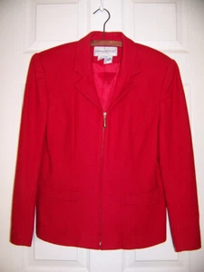 Fundamental Things Women Red Blazer Petite Size 10 100% Wool Ex Cond - Picture 1 of 4