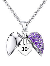 Sterling Silver 30th Birthday Purple Heart Pendant & Necklace - 30 Gifts for Her