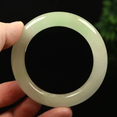 Brazalete Brazalete 53mm Blanco Esmeralda Verde Jadeíta Jade Birmania A-13339 Foto 1 de 4