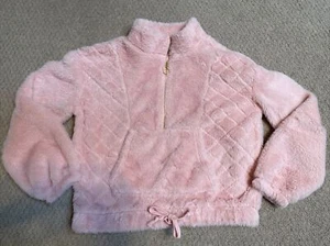 Almost Famous Faux Fur Youth Size Small 1/4 Zip Pullover Pink - Picture 1 of 8