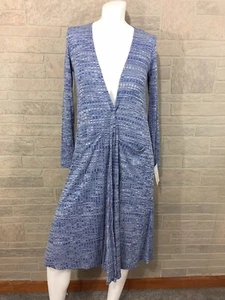 XS LuLaRoe Sarah Duster Cardigan Open Front Blue White Marled Ribbed w/ Pockets - Picture 1 of 5