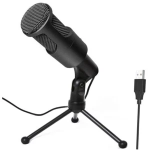 PC USB Microphone, Podcast Condenser Mic with Foldable Tripod Mute Switch LQ2 - Picture 1 of 7