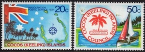 1979 Cocos (Keeling) Islands First Postal Service Set Of 2 Mint Never Hinged - Bild 1 von 1