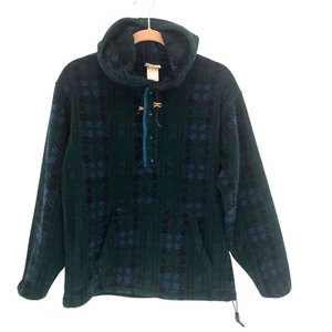 Vintage LL Bean Fleece Pullover Oberteil Damen M Kapuze 1/4 Druckknopf Grün Made in USA - Bild 1 von 7
