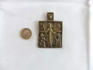 ANTIQUE 19TH CENTURY BRONZE TRAVELLING ICON OF ST NICHOLAS OF MYRA 7 x 5 cm - Foto 1 di 6